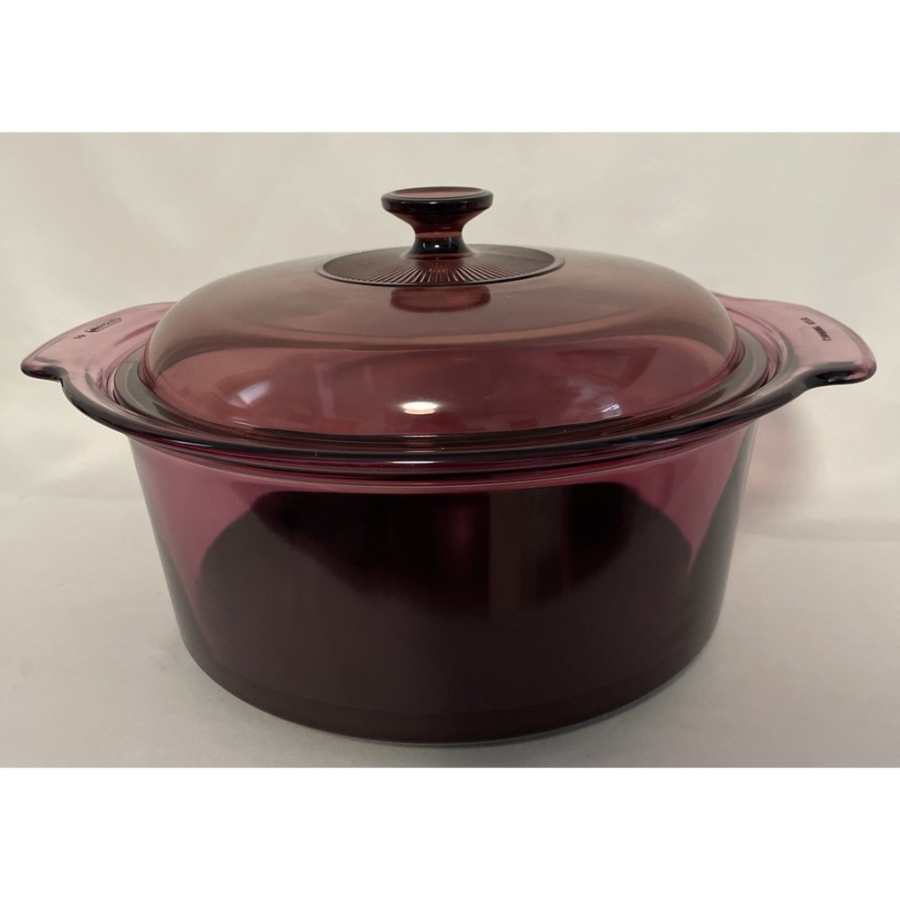 Corning Visions Cranberry Dutch Oven Stock Pot 5L Non Stick Pyrex Lid Very Good